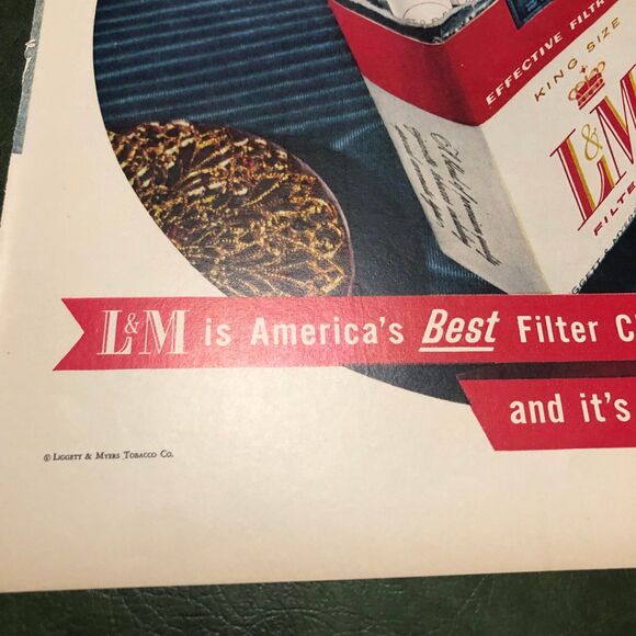 Vintage 50s Double Ad: Beer on one side & LM Cigarettes on the other; Ephemera - Picture 10 of 12